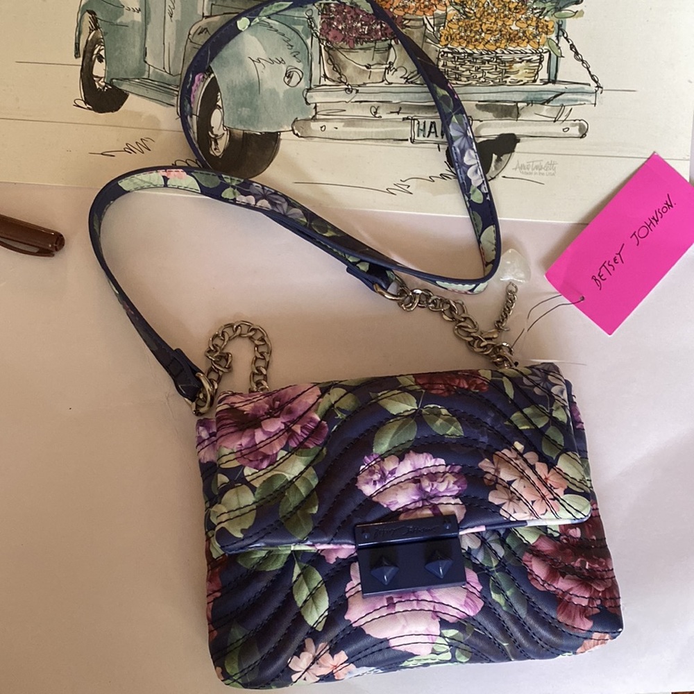 Betsey Johnson Crossbody Blue Flower Purse Bag NWT